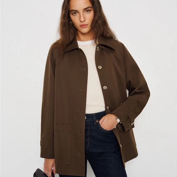Reformation Olive-Tan Trench Coat with Button Front - Picture 8 of 10